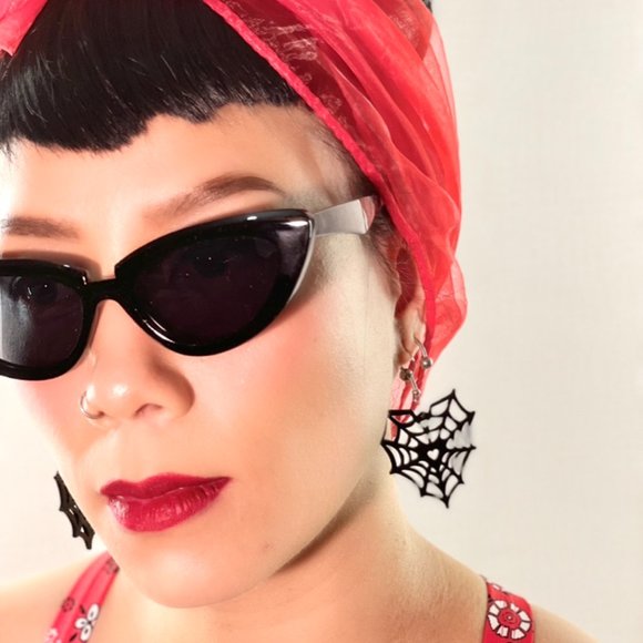 Pinup 50s Lucy Black Pin Up Girl Cateye Retro VIntage Style Sunglasses - Picture 3 of 5